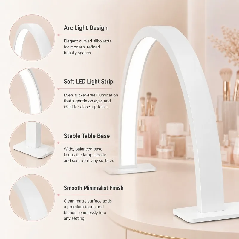 LED Desk Lamp Eye Protection Modern Arc Light Three Color Dimming USB Table Lamp Makeup Mirror Beauty Office Lighting Fixture