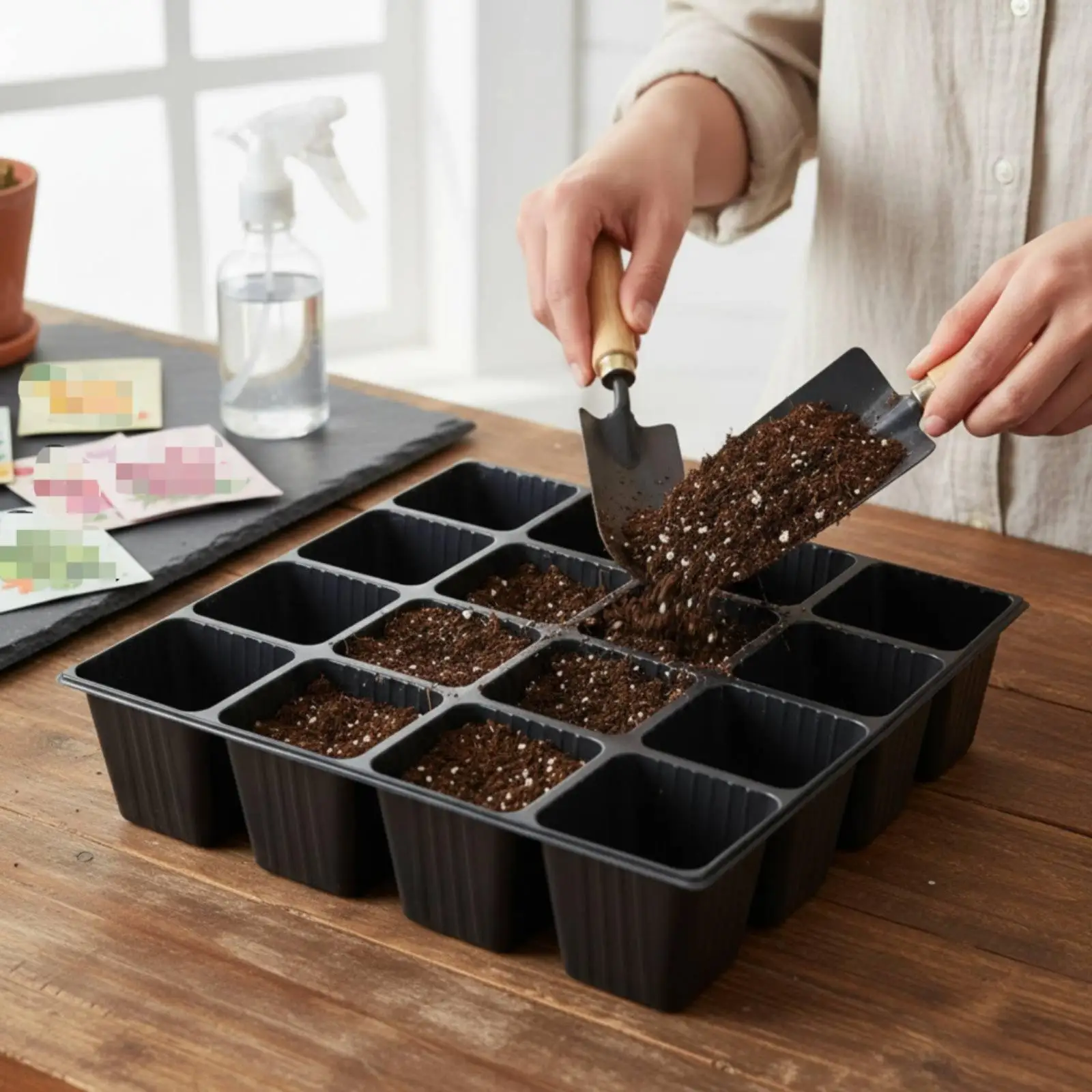 16 Cells Starter Tray Drainage Holes Square Cells Propagation Tray Underground