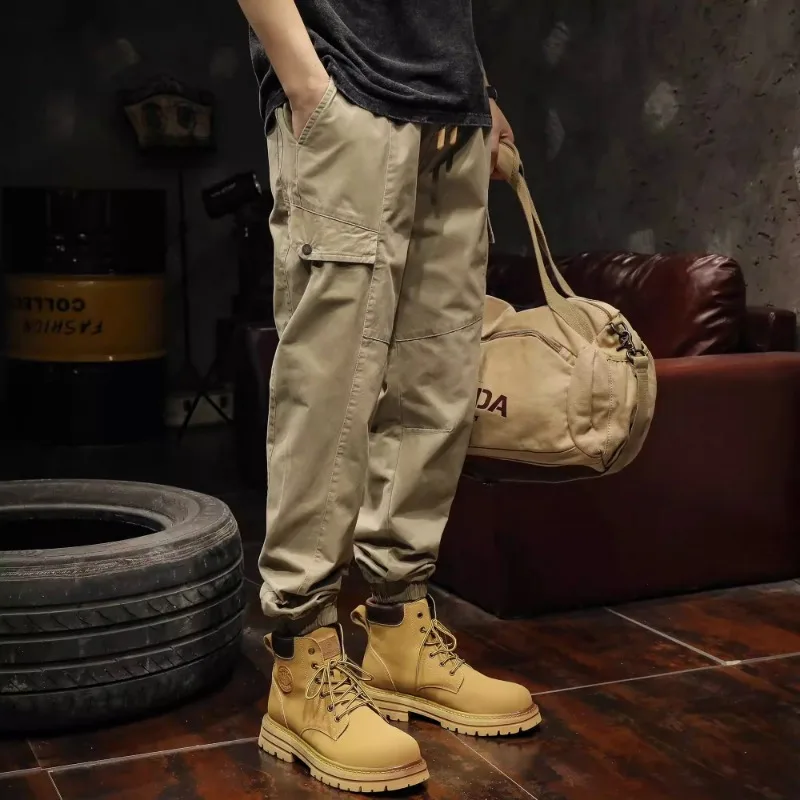 

Комбинезон Yuppie мужской классический, текстурные свободные хлопковые штаны, модные брендовые повседневные брюки, весна-осень