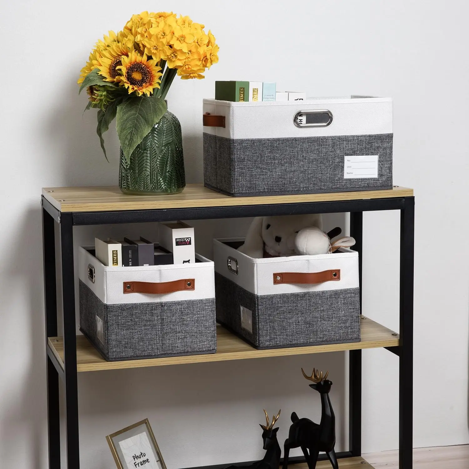 Storage Bins with Handles Fabric Collapsible Storage Boxes Baskets Cubes Containers with Handles for Closet Living Room Bedroom