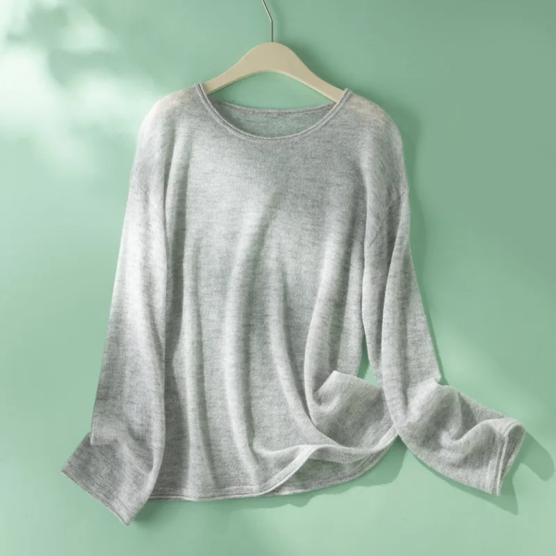 Sparkle Oversize Light Weight Sweater Scoop Neck Wool Cashmere Silk Blend 2026