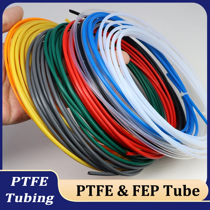 

5Colors Higth Temperature PTFE Tube 0.3 ~ 8.4mm FEP Insulated Capillary Heat Protector Transmit Rigid Pipe Corrosion Resistance