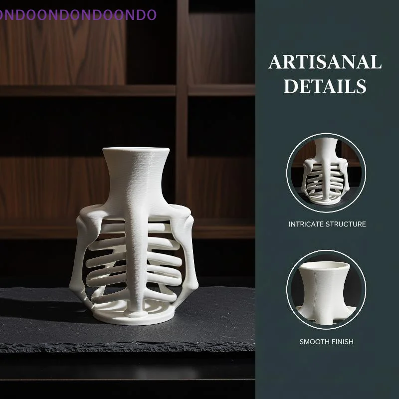 White 3D Printed Skeleton Ribcage Vase Unique Gothic Design Perfect For Halloween Home Decor Gift For Gothic Lovers