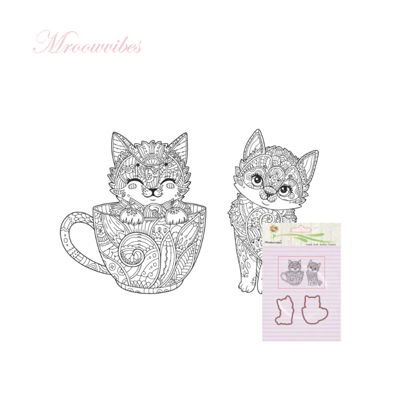voor Kat Siliconen Duidelijke Stempel + Metalen Stansmessen Stencil Frame Scrapbook Album