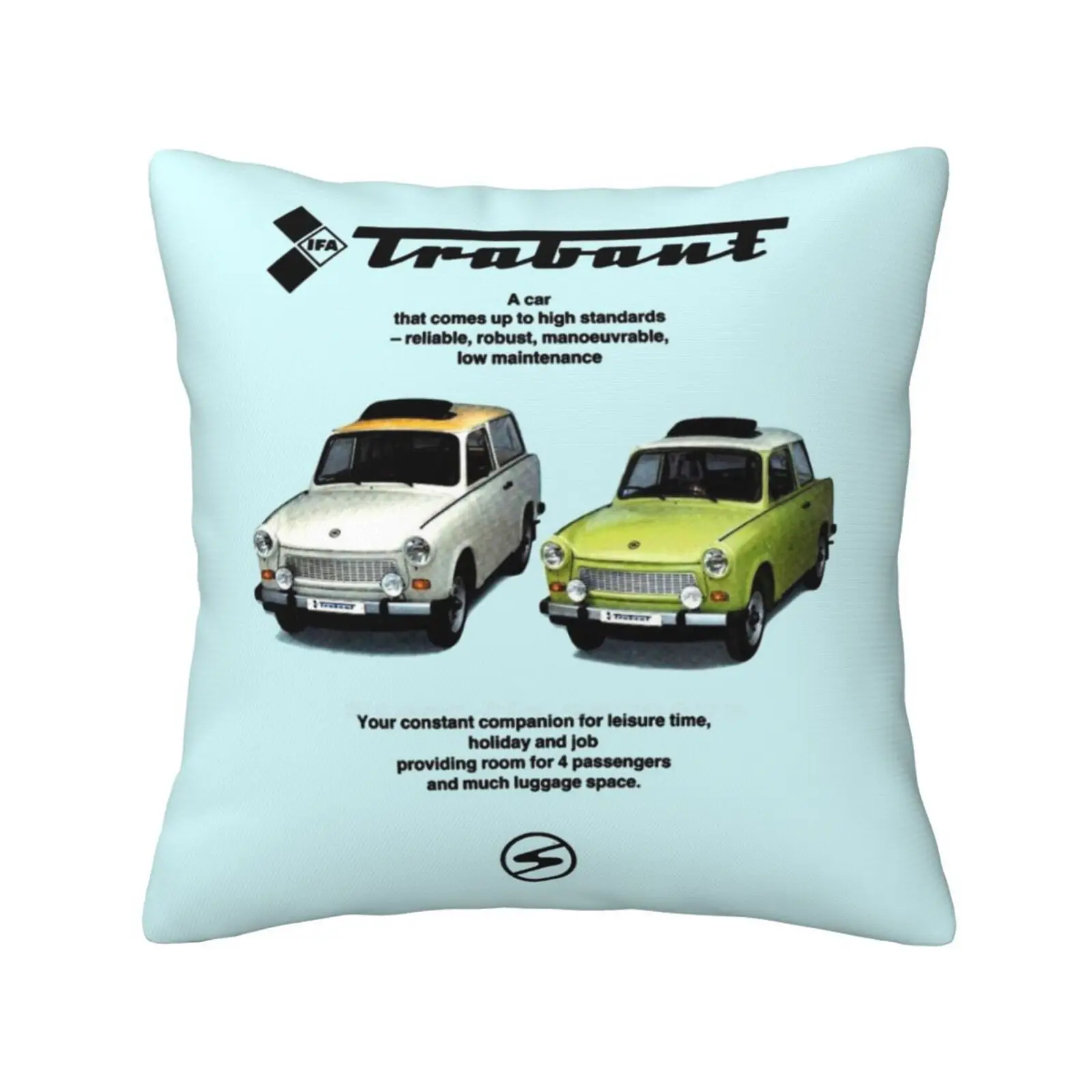 Trabant-Advert Pillowslip Pillowcase Eastern Bloc Eastern European Communist Bloc Trabant Yugo Skoda East Germany Classic Cars