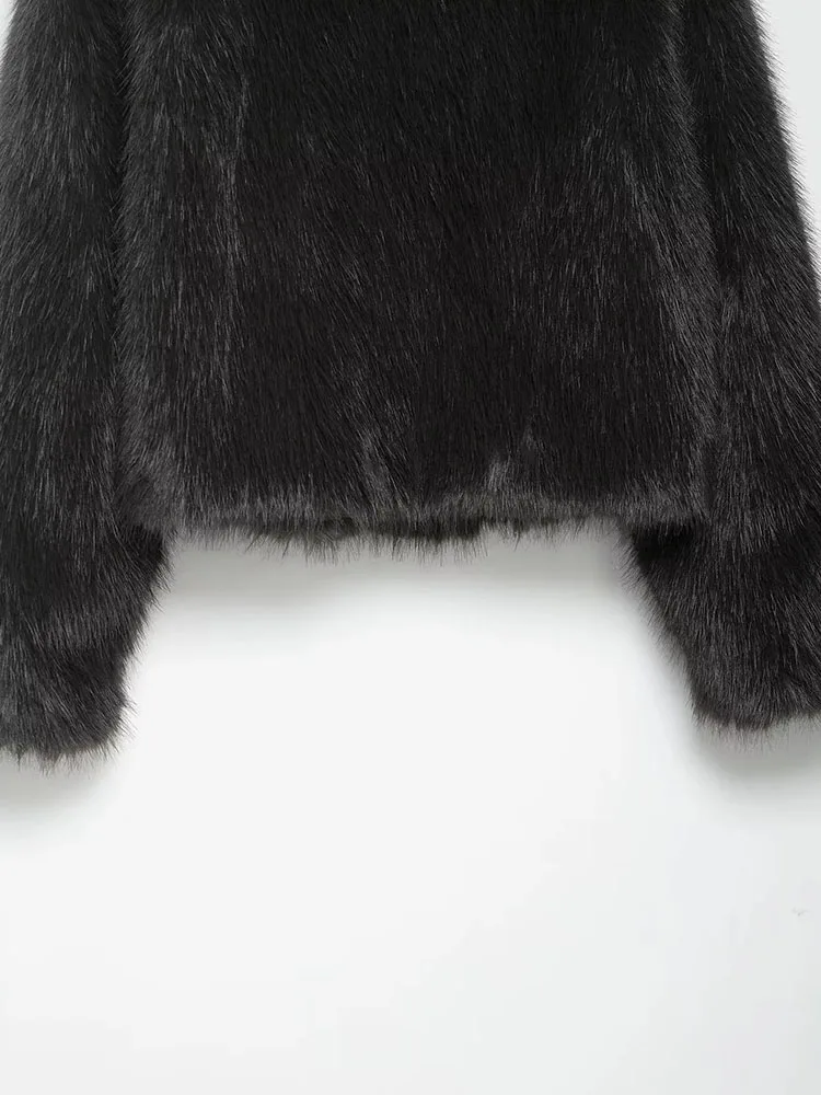 Frauen 2025, Winter Neue Faux Pelzmantel Frauen Jacken Kurze Braune Flauschigen Warme Mantel Revers Schärpen Lose Mode Kleidung Oberbekleidung