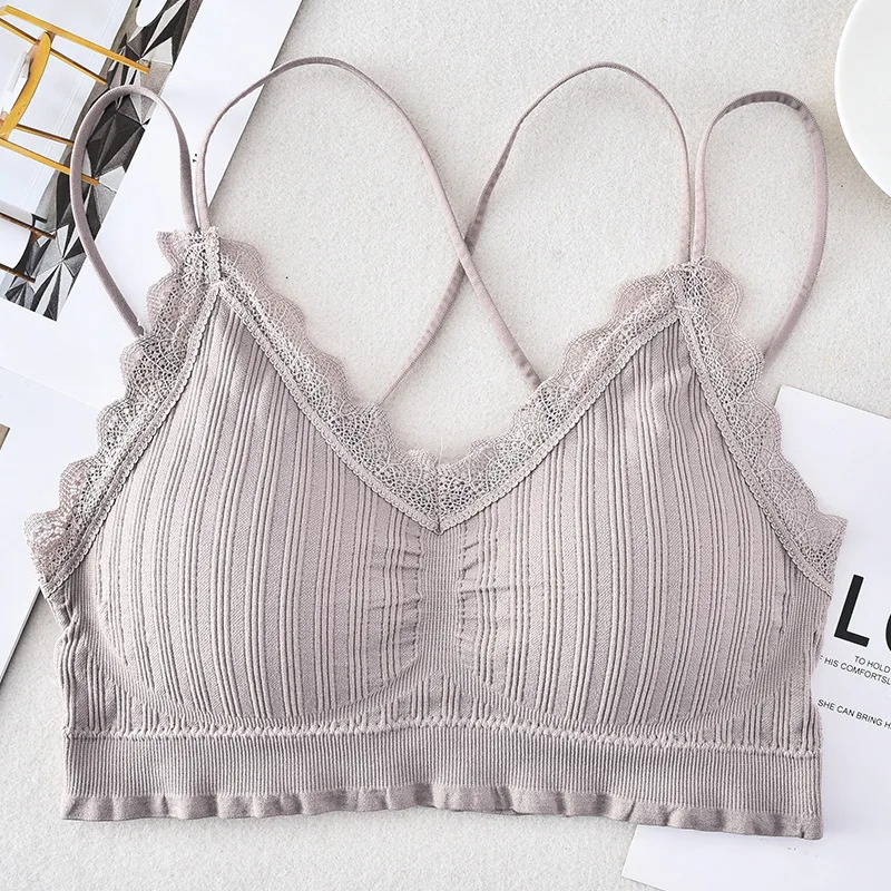 New Seamless Cross Strap Lace Sexy Back Wrapping Chest Bottom Sports Tank Top Bra Bra for Women