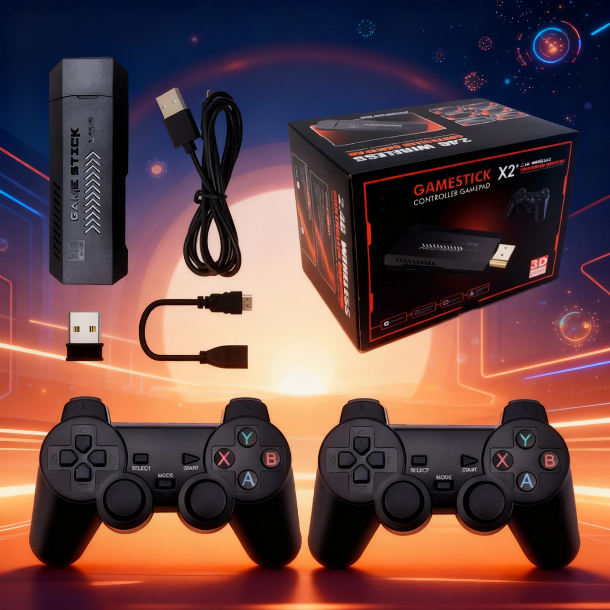 

Retro Video Game Console 2.4G Dual Wireless Gamepads Retro TV Game Stick 64G Two Player Family Retro Game Console