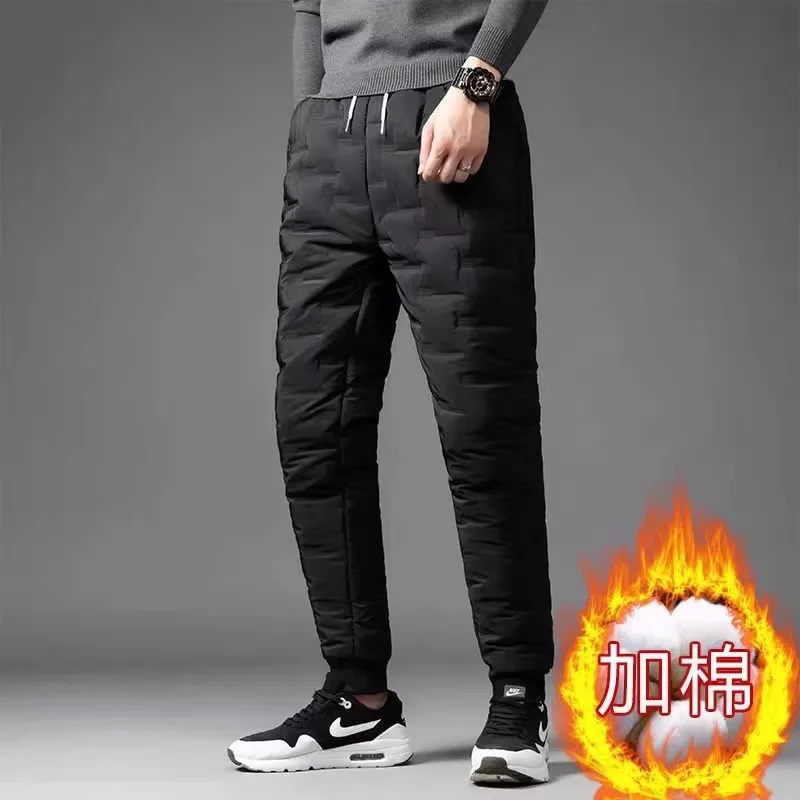 New Cotton Pants Men's Thick Casual Loose Fleece-lined Thickened Warm Leg Pants  Men Clothing  Warm Fashion Winter Trousers