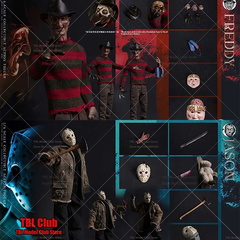 

In Stock WHY STUDIO 1/6 Scale WS018 Jason Ripped Coat WS019 Freddy Red Sweater Mask 12Inch Male Solider Action Figure