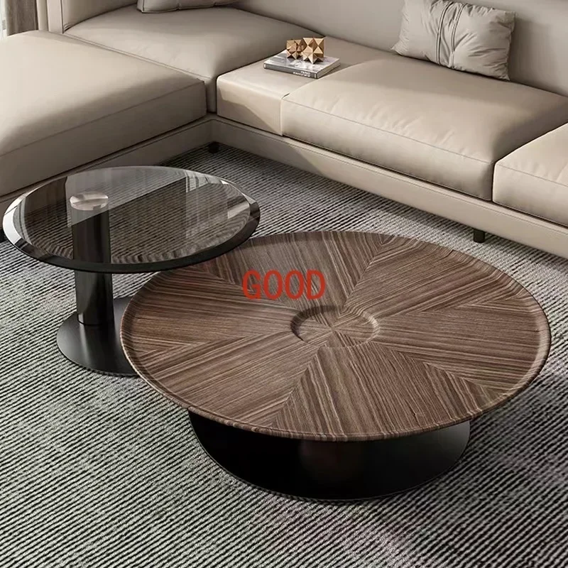 

Набор журнальных столиков для гостиной в скандинавском стиле, современный круглый журнальный чайный столик из цельного дерева