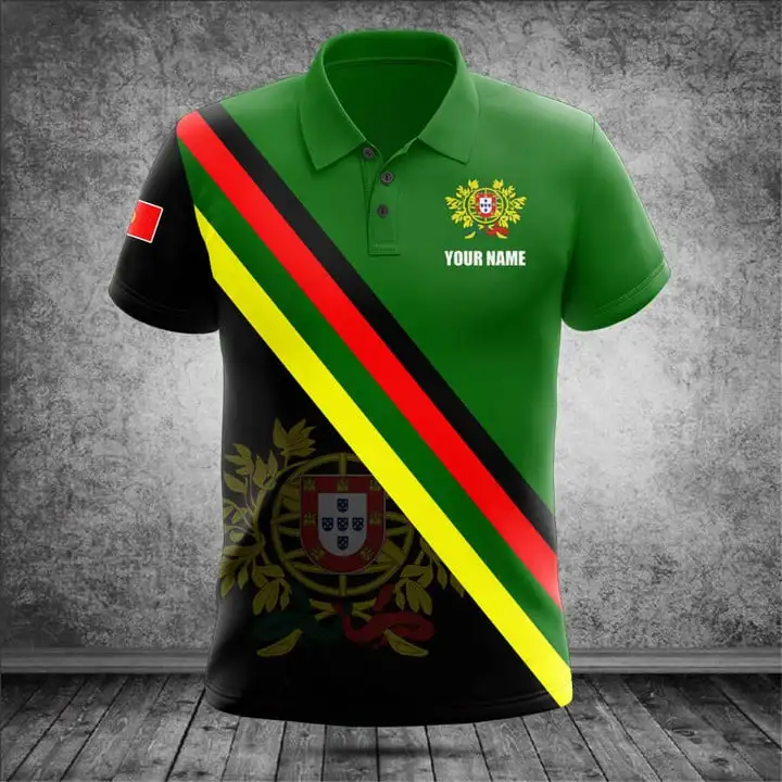 Custom Name Portugal Flag Graphic Polo Shirt Summer Casual Boys Pullover Competitive Sports Jersey Loose Short Sleeve Clothes