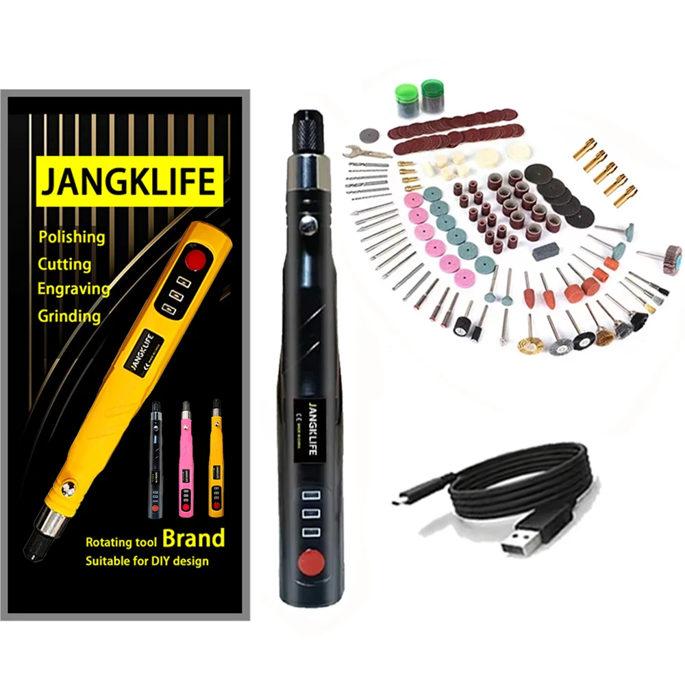 JANGKLIFE USB مجموعة أدوات دوارة لاسلكية النجارة النقش القلم DIY للمجوهرات المعادن الزجاج مثقاب لاسلكي صغير #1