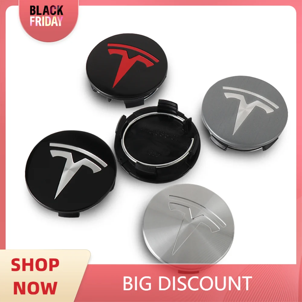 4pcs 56mm Wheel Hub Center Caps Badge Cover Hubcaps for Tesla Model 3 Model S Model X Model Y Roadster Invader Coil Mod WYE K80