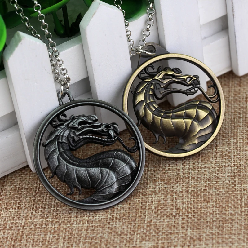 Game Mortal Kombat Pendant Alloy Animal Dragon Necklace Holder Chaveiro Gift Cosplay Props for Men Women Jewelry Accessories