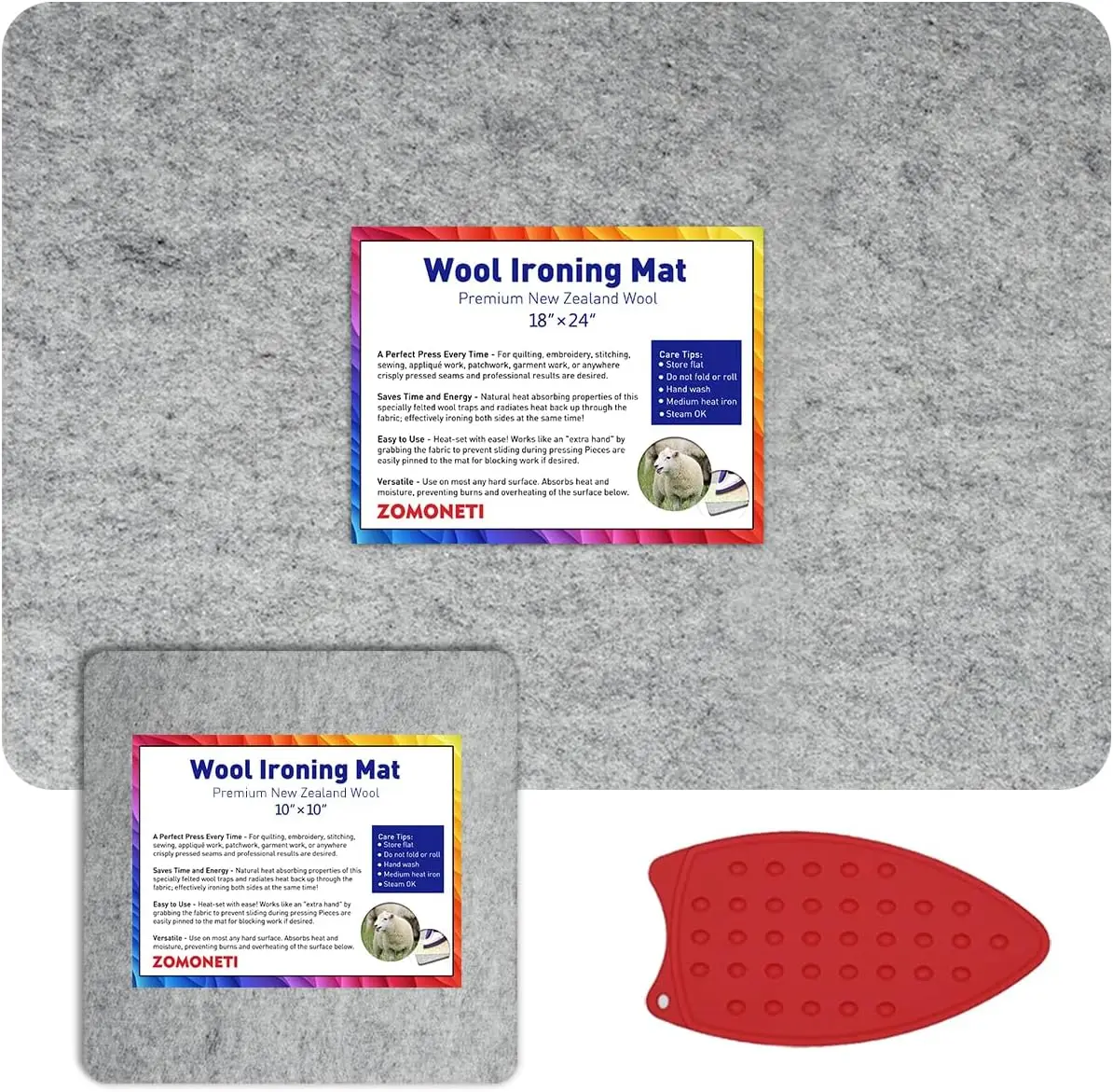 

24x18+10x10 Inch Wool Ironing Mat, 100% New Zealand Felted Wool for Quilting & Sewing Supplies