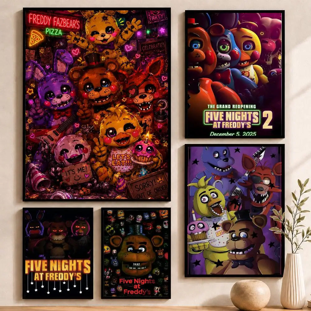 Póster Autoadhesivo Impermeable para Pared de Five Nights at Freddy's, Decoración para el Hogar y Regalo Festivo