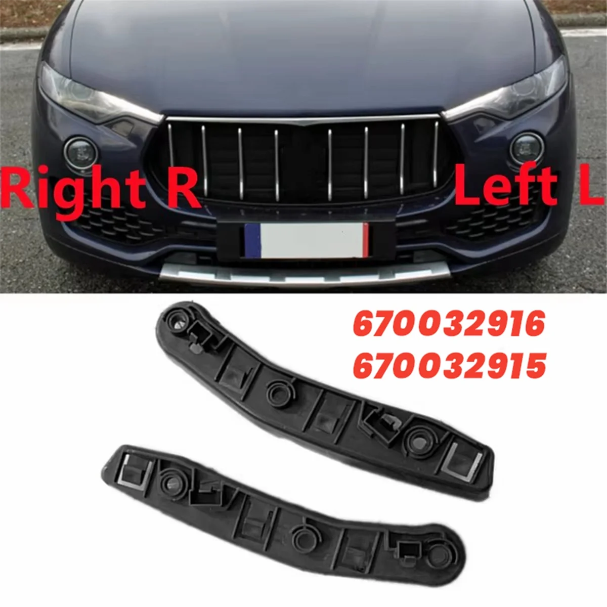ABQA-Car Front Bumper Bracket Support Mount for Maserati Levante 2017-2020 670032915 Right Headlight Long Holder
