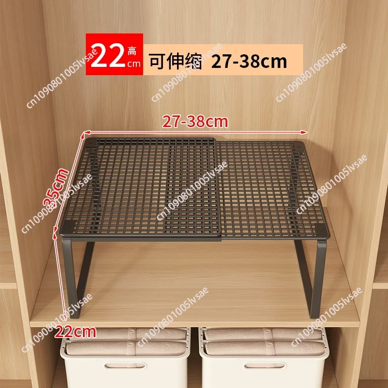 Closet Tension Shelf & Rod Expandable Metal Storage Rack Adjustable Organizer DIY Divider Separator for Cabinet Wardrobe