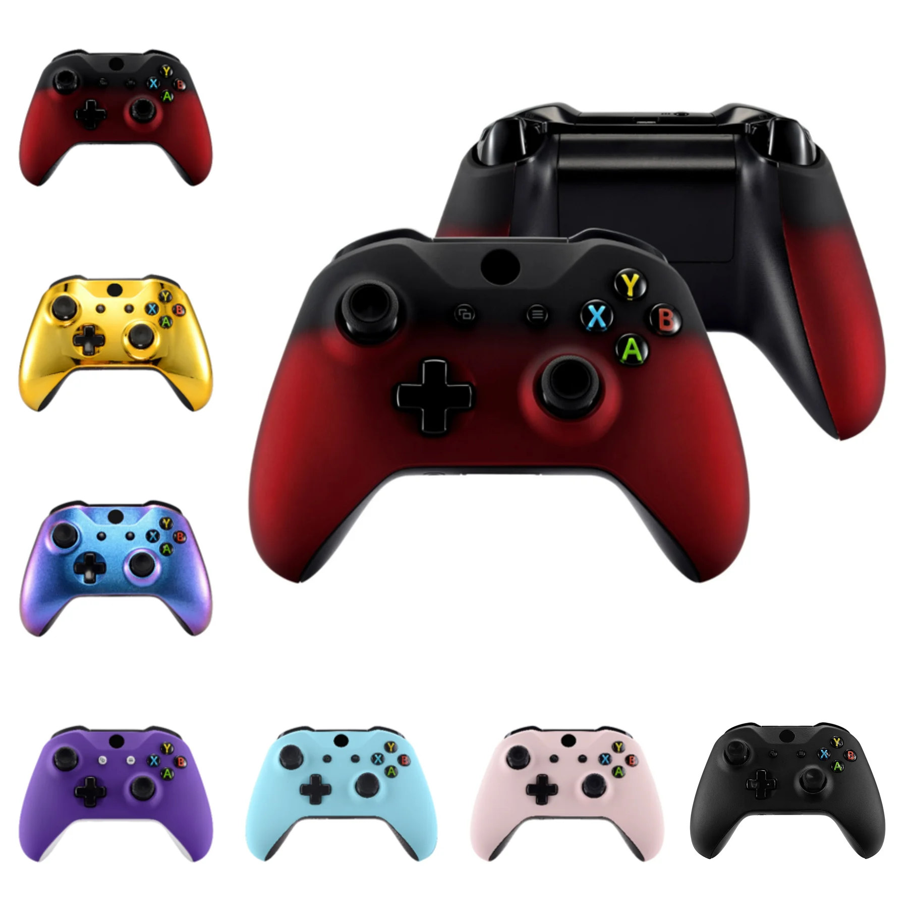 eXtremeRate Front Housing Shell Cover Case Back Pannel Side Rails Repair Kits for Xbox One X & One S Controller