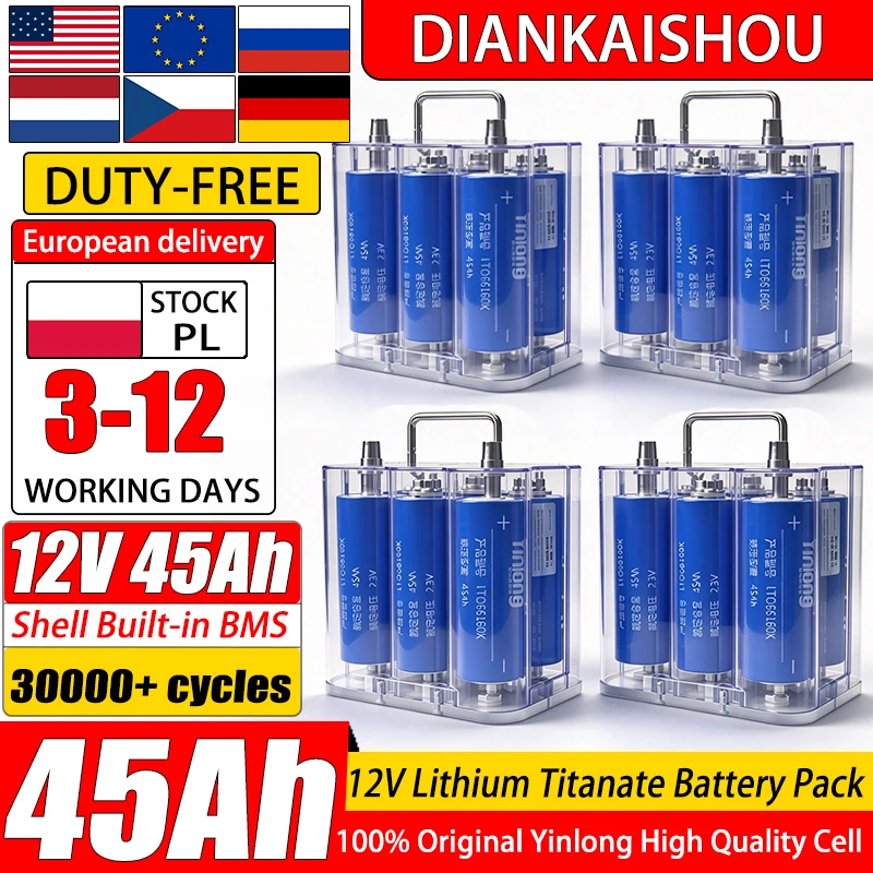 Image of 12V 45Ah Lithium-Titanat-LTO-Batteriepack, 6S1P 2,3V 45Ah LTO 66160k Zellen mit 6S-Balanceplatine, 10C Dauerstrom 450A 20C Impulsstrom 900A, 30000 Zyklen, -50 ℃ ~65 ℃ Niedrigtemperatur-Akku für