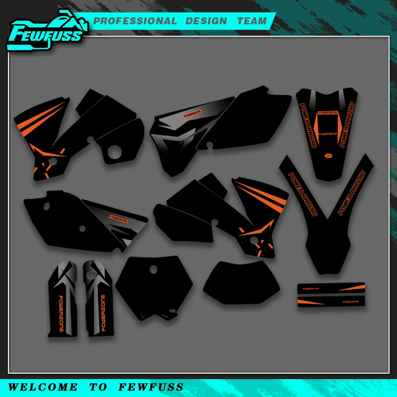 

Fewfuss for KTM 125 200 250 300 400 450 525 SXF 03-04 EXC 2004 Full Graphics Decals Stickers Kit Custom Number Name Stickers