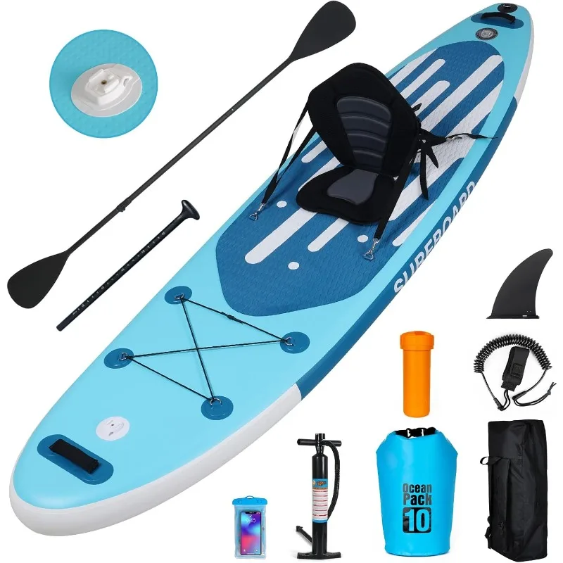 

YUSING 11' Inflatable Stand Up Paddle Board with Kayak Seat, Non-Slip Deck SUP Paddle Board with Premium Kayak