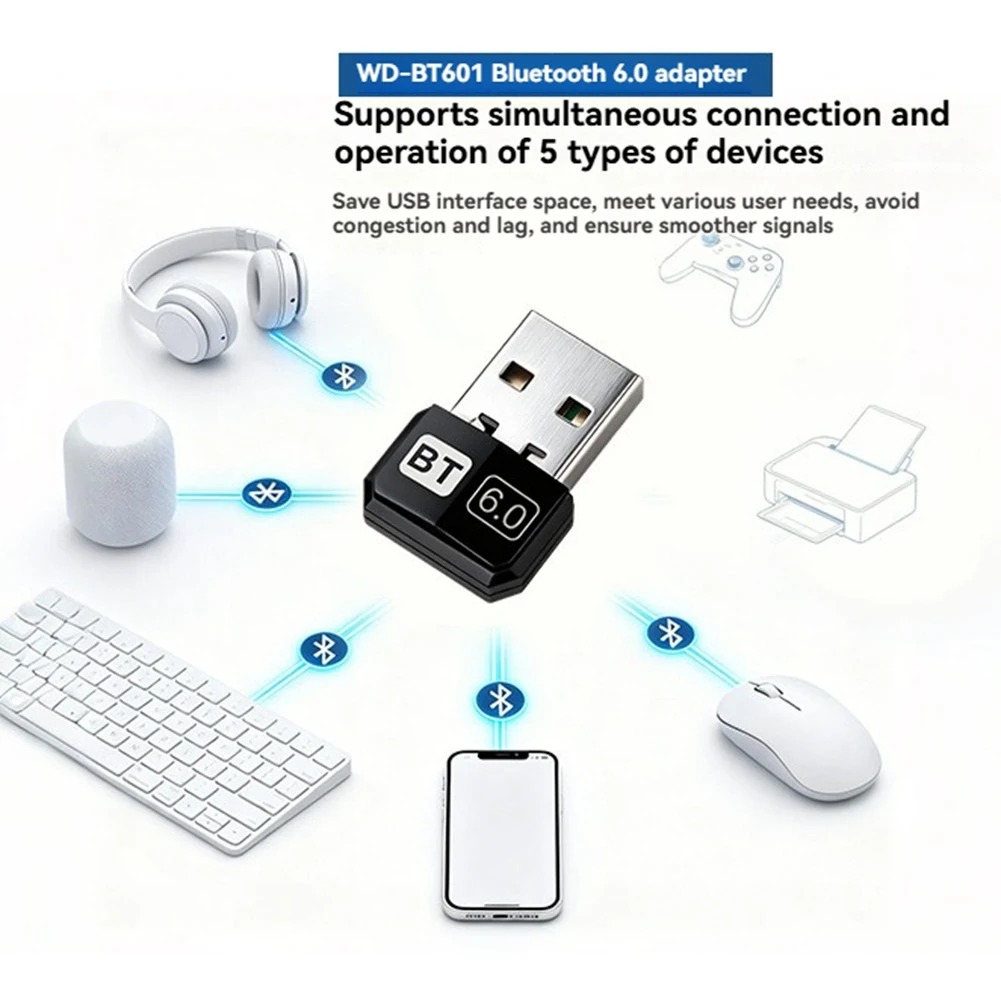 

Новинка! USB-адаптер Bluetooth 6,0 для ПК, настольного ноутбука, клавиатуры, мыши, гарнитуры, передатчика, приемника LMP14
