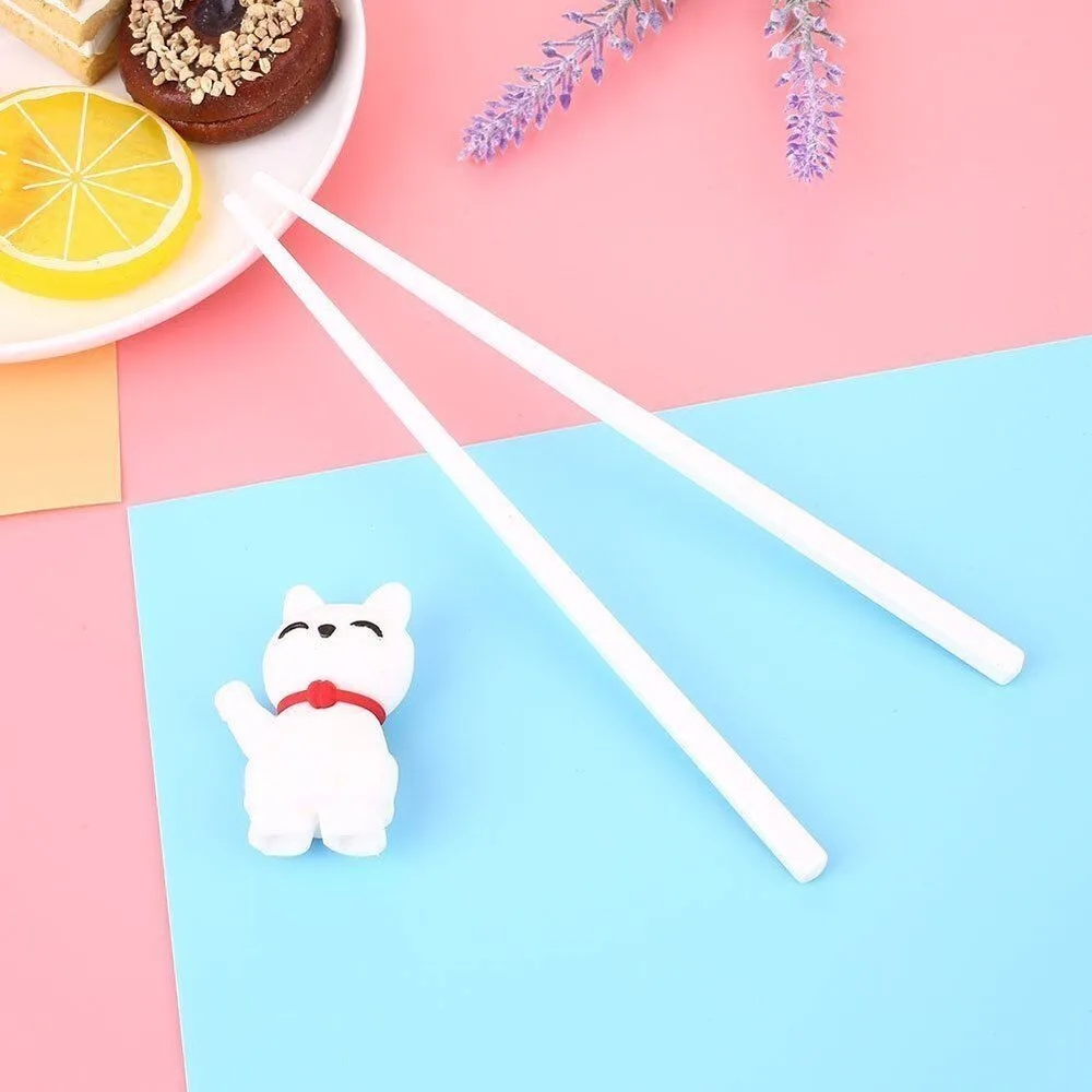 1 Pair Silica Gel Training Chopsticks Cute Cat Melamine Material Practice Chopsticks Cute Style Bicolor