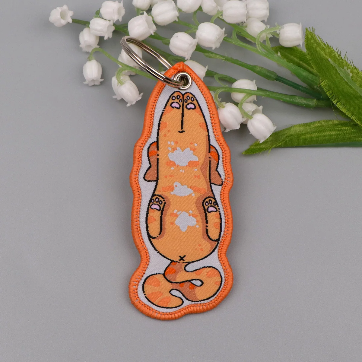 

1pcs Cute Cat Embroidered Keys Tag Keychains For Motorcycles Backpack Fashion Jewelry Funny Animal Key Ring Accessories