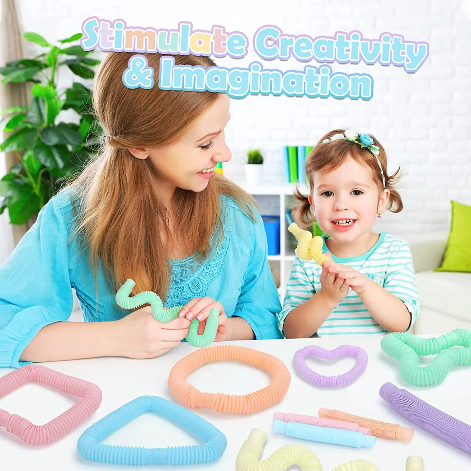 Color Pop Tubes Stretchable Telescopic Corrugated Pipe Fidget Toy Stress Relief Sensory Educational Play Toy For Kids Adults