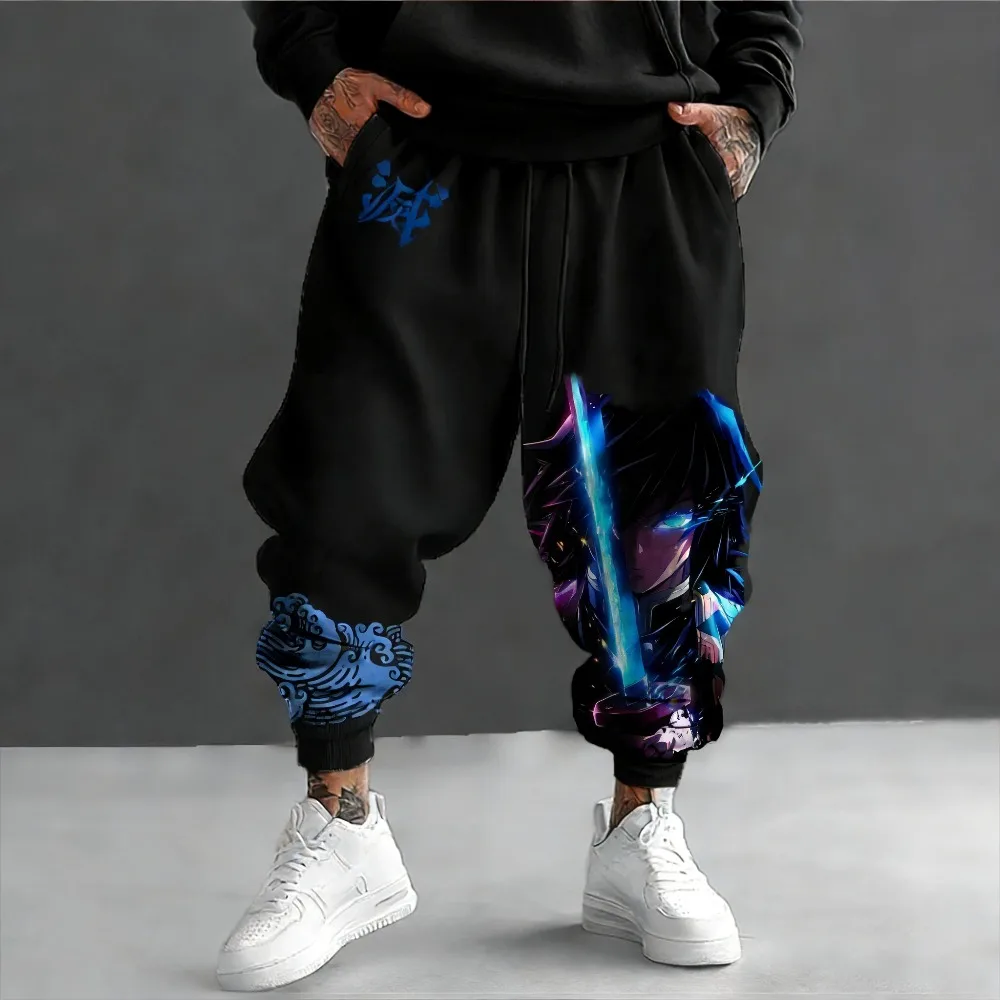 Demon Slayer Unisex-Sporthose aus reiner Baumwolle, Kamado Tanjiro, 2026, Frühling/Sommer, Harajuku, Anime-Druck, amerikanische Hip-Hop-lose Hose