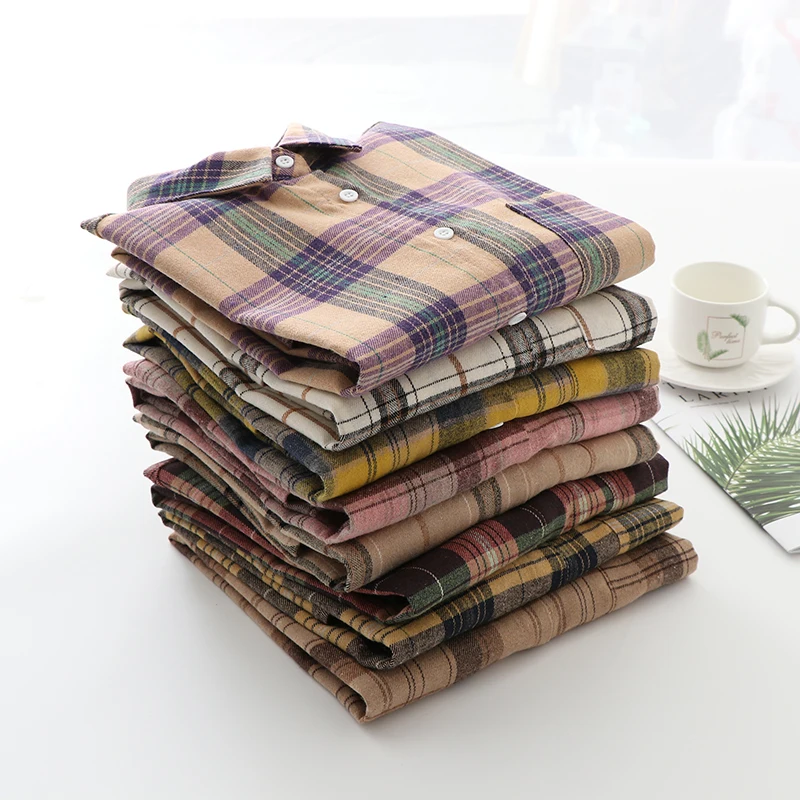 2023 Autumn New Casual Loose Plaid Shirt Women Fresh College Style  Long Sleeve Blouses and Tops Female Checked Shirts.Clothes