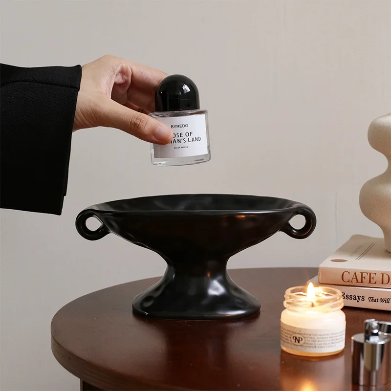 

Binaural Candlestick Light Luxury Aromatherapy Tray Antique Base Desktop Jewelry Storage Tray