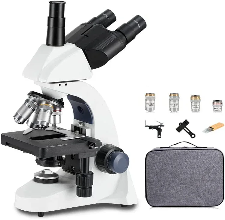 MaxProfessional laboratory research 40X-2500X compound trinocular  microscope for adults students with storage bag