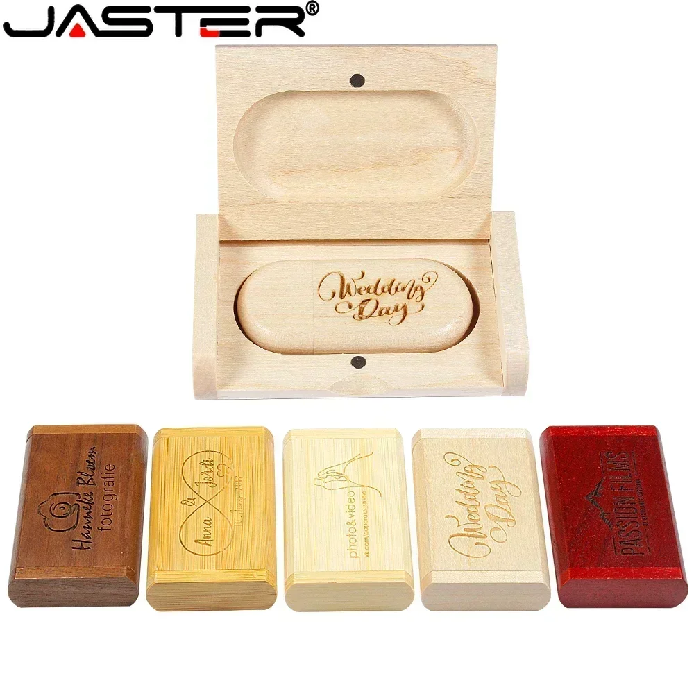 JASTER 10PCS lotto chiavette USB 2.0 in legno 128GB logo gratuito Pen drive regalo aziendale 64GB legno di acero 32GB Memory stick USB