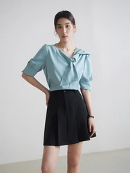 DUSHU Designed Loose Commuter Sense Shirt for Women Summer Chic Simple High-end Office Lady Shirt Top Female 24DS82033