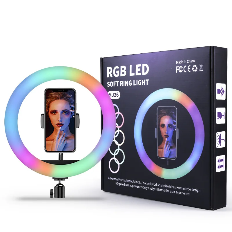 Anillo de luz LED para fotografía colorida, 13 pulgadas, 33cm, RGB, para TikTok, Vlogging, Video, YouTube en vivo