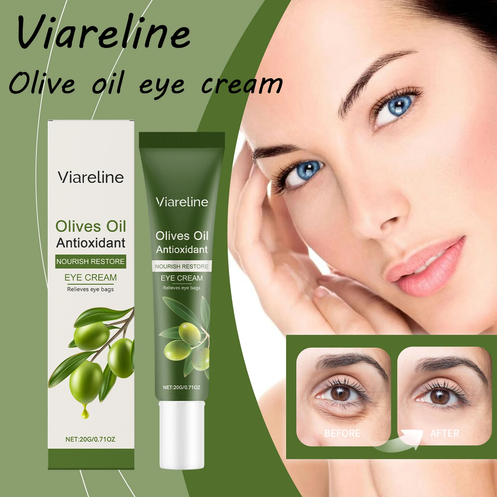 

Viareline Olives Oil Eye Cream Anti-oxidant Improve Roughness Daily Moisturizing Nourishing Reduce Eye Bag Soothing Eye Cream