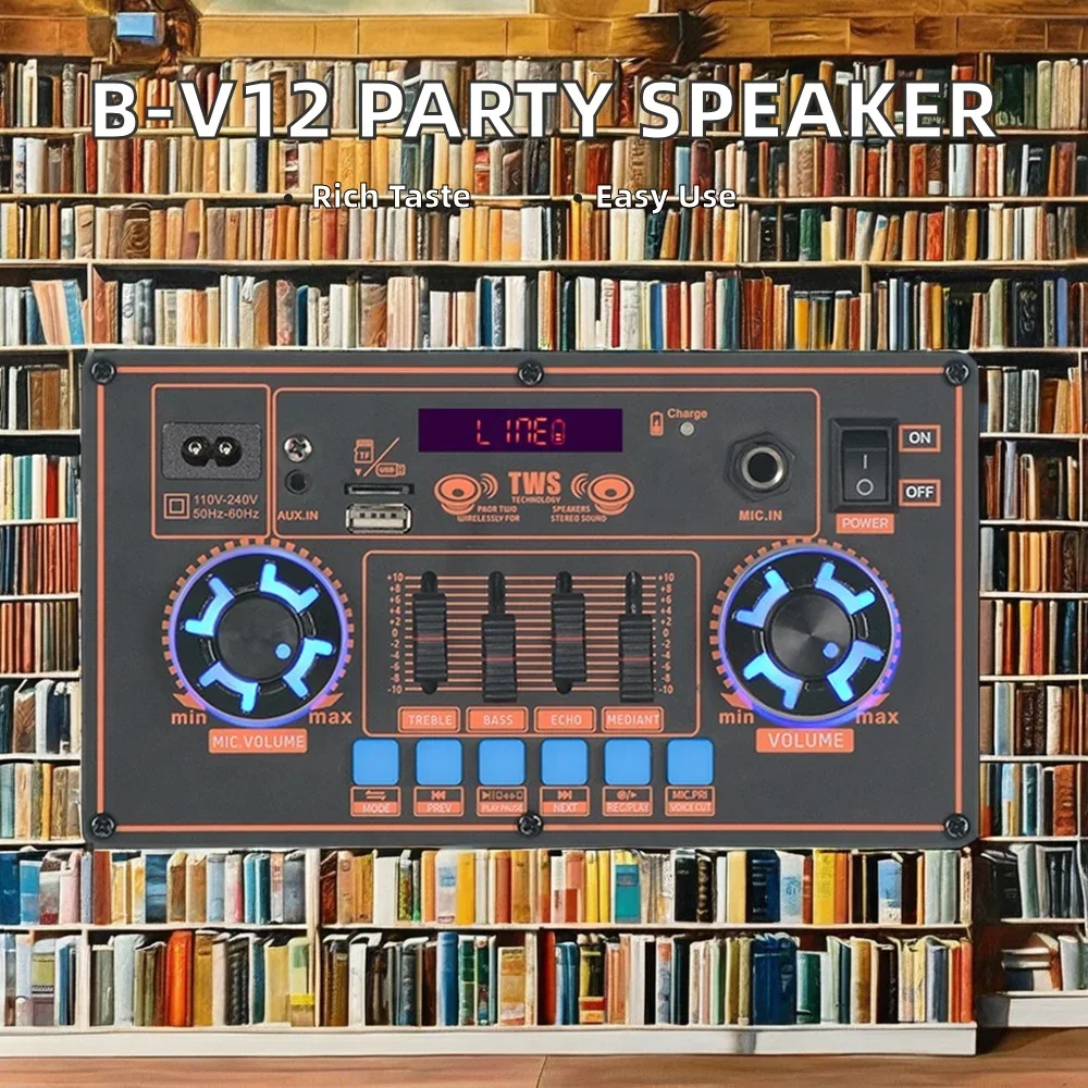 

B-V12 Pro 12 Inch Outdoor Audio Active Karaoke Speakers Powerful Trolley Wheels Parties Home Theatre/Mobile Phone Use