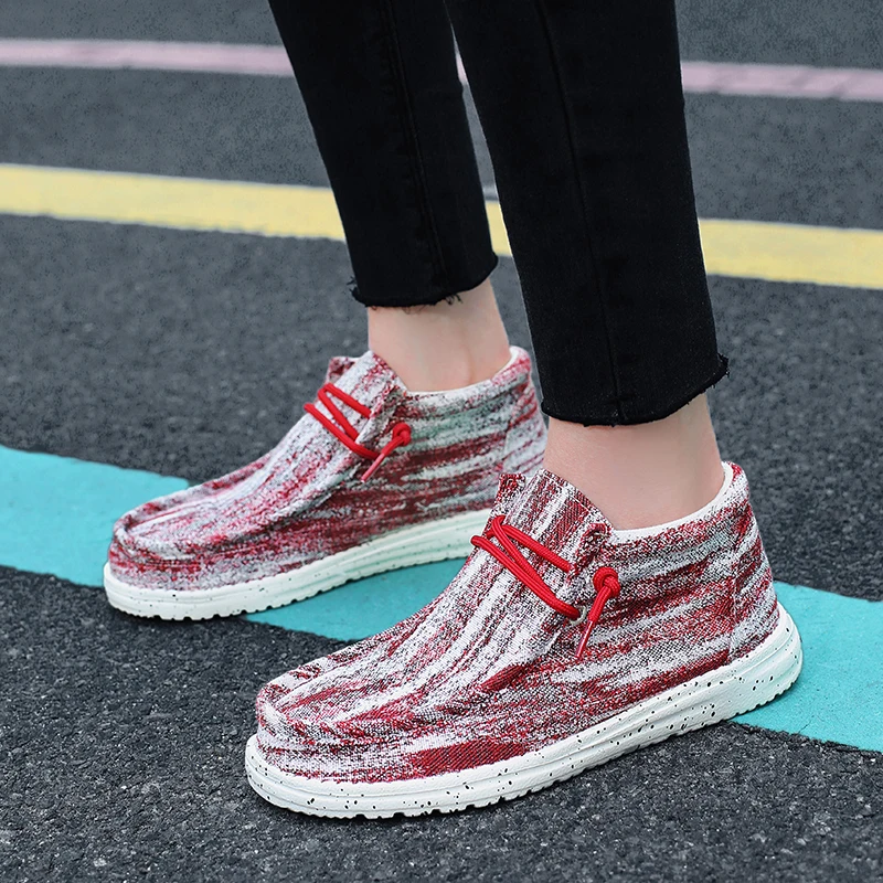 Spring New High Top Women's Shoes One Step Legged Loafers Fashionable Lazy Shoes Comfortable and Versatile Sports Canvas Shoes