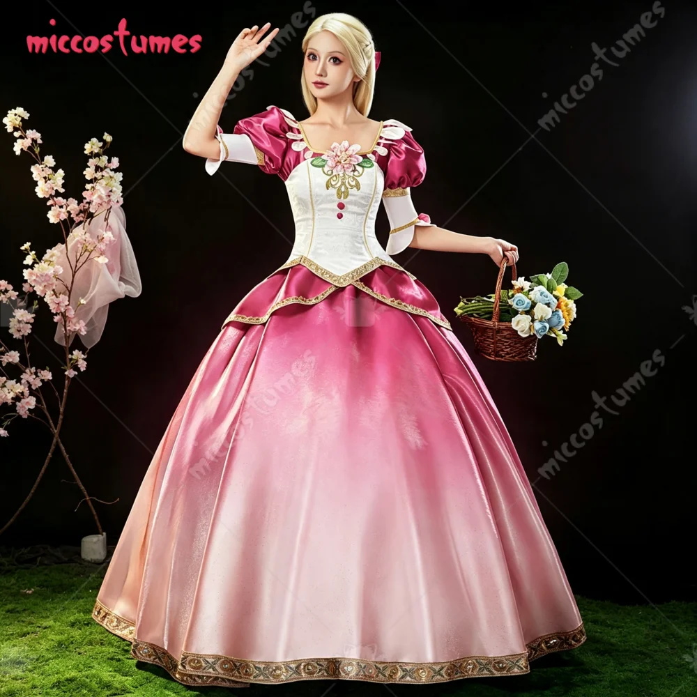 【Versandbereit】Cosplay.fm Damen-Tanzprinzessinnen-Cosplay-Kostümkleid mit Taillenband und Schleife