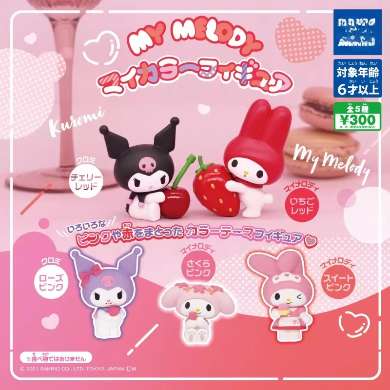 

Original Japan Gashapon Sanrio Hello Kitty Kuromi My Melody Kawaii Pink Anime Figure Strawberry Cute Figurine Capsule Toys Gift