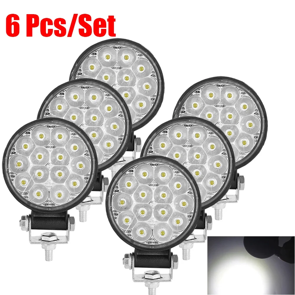 

6/4/2Pcs Led Work Light 42W/48W Car Headlight 14 Led Car Light For Truck Offroad 12/24V Night Driving Lights For SUV Fog Lamps