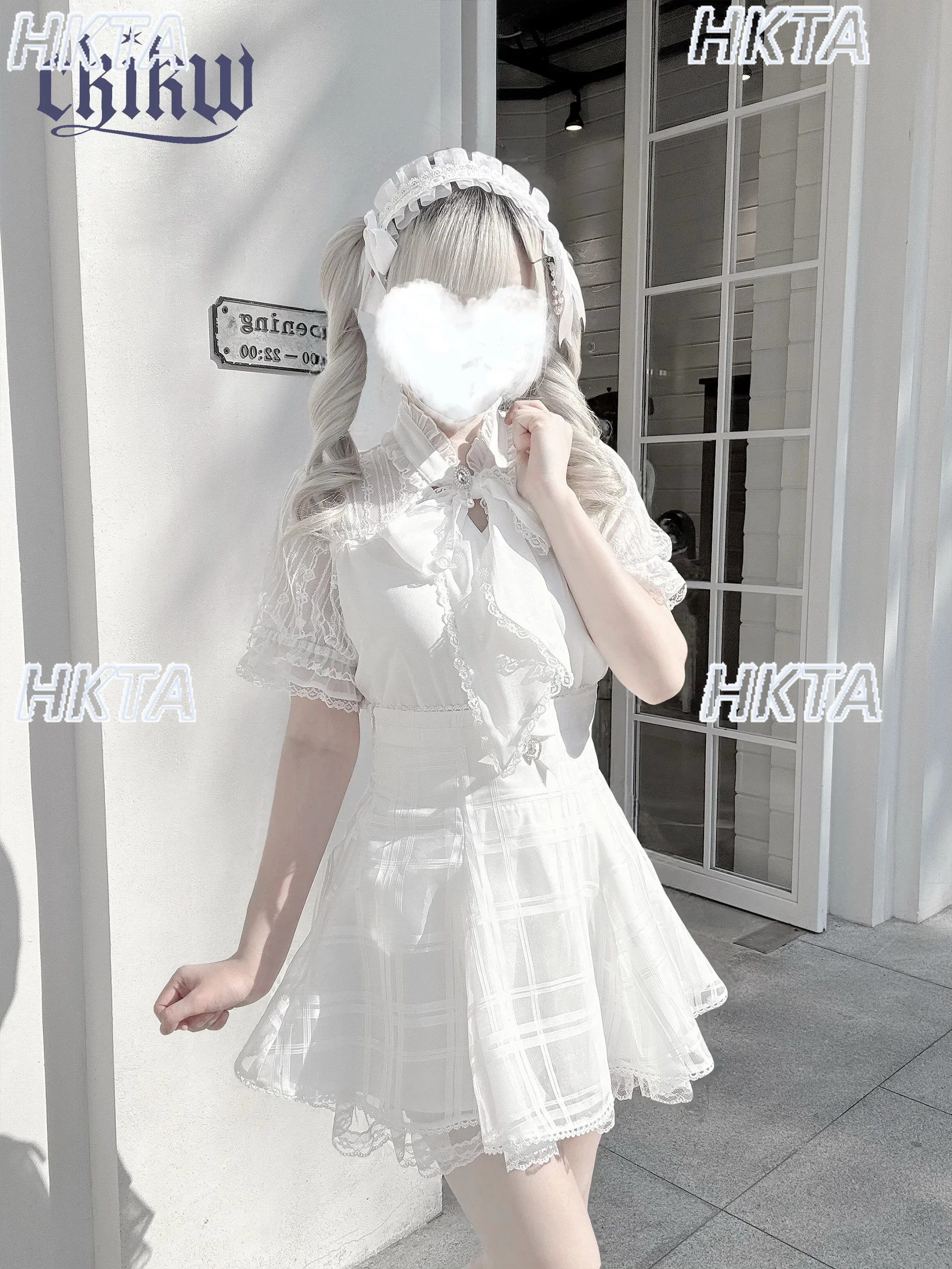 Minigonna a pieghe con cintura in vita scozzese in stile giapponese da donna Dolce e carino con cuciture in pizzo con fiocco A Line Lolita Gonne per ragazze