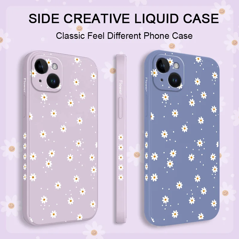 Floral Daisies Phone Case For iPhone 17 17 Air 16 15 14 13 12 11 X XR XS Plus Pro Max Mini Silicone Cover