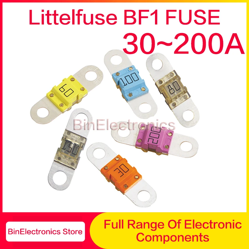 1Pcs Bolt-down Automotive Fuse BF1 Series Auto Fuse 30A 40A 50A 60A 80A 100A 125A 150A 200A Flat Type Fuse Rated 32V LITTELFUSE