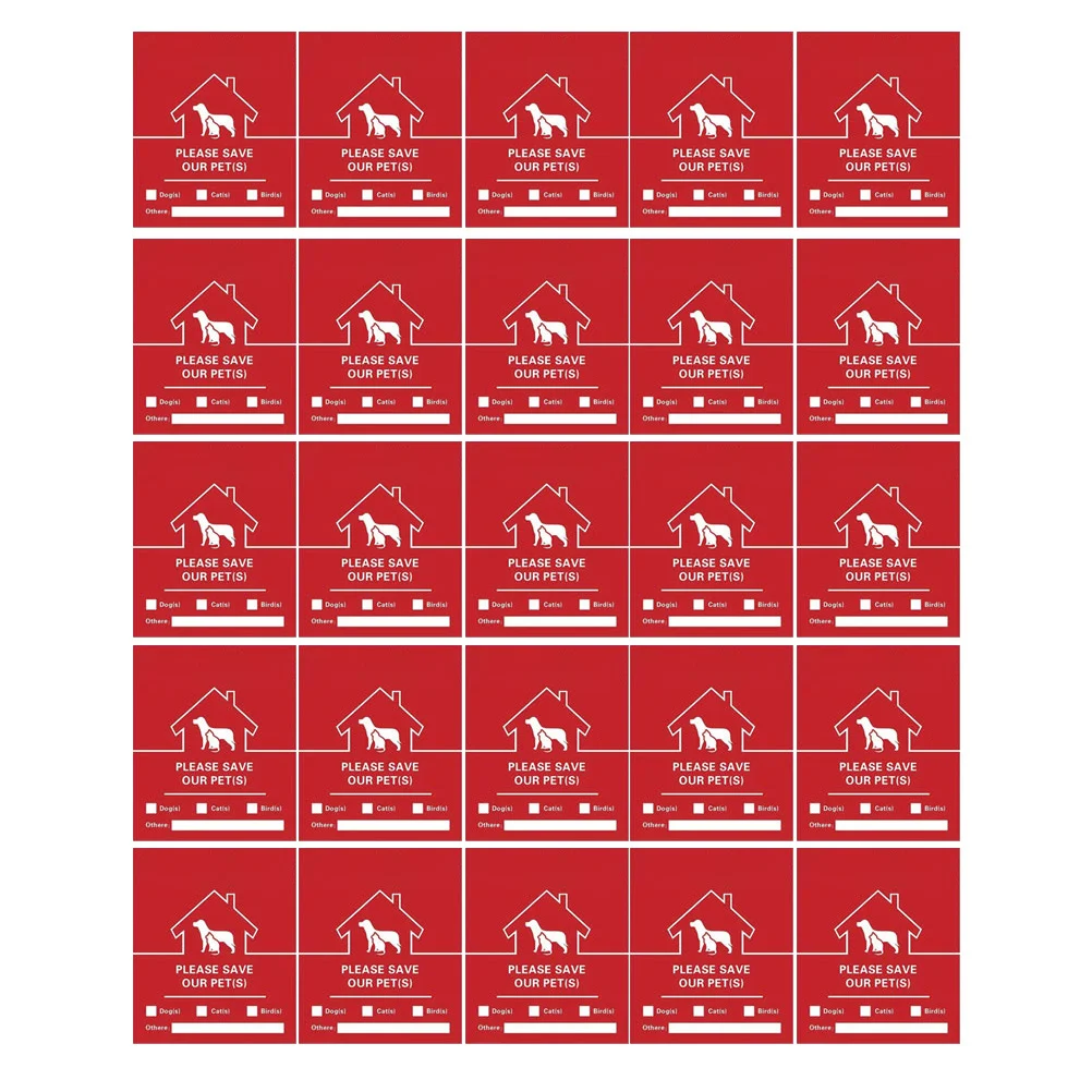 

30 Sheets Emergency Alert Fire Rescue Pets Window Stickers Decal Emergency Stickers