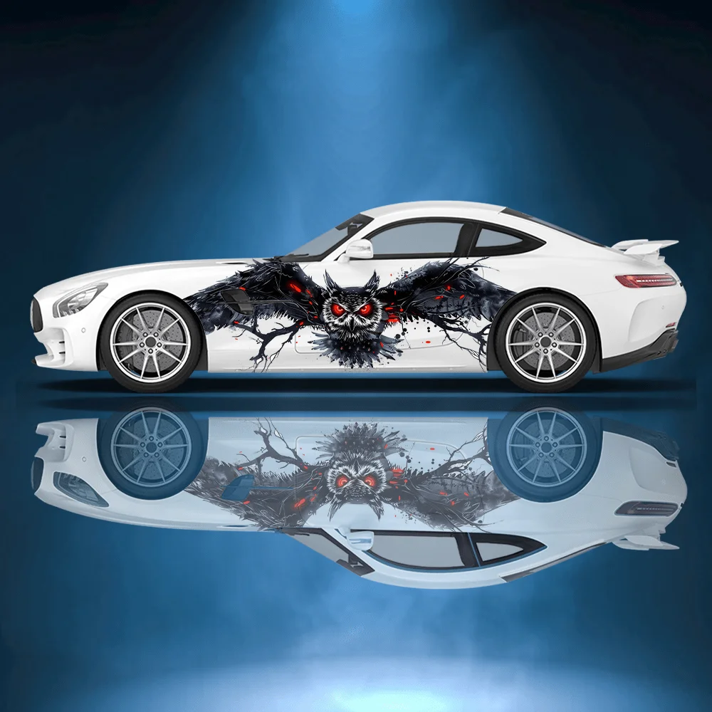 

Жестокая сова, светящиеся глаза, автомобильные виниловые наклейки, самоклеящаяся наклейка из ПВХ, подходит для грузовиков, внедорожников, украшения, автоаксессуары, подарок