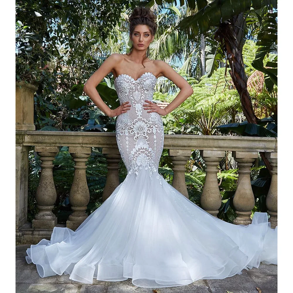 

KSDN Wedding Dress Mermaid Sleeveless Sweetheart Sweep Train Appliques Formal Occasion vestidos de novia Luxury Bride Gown 2024